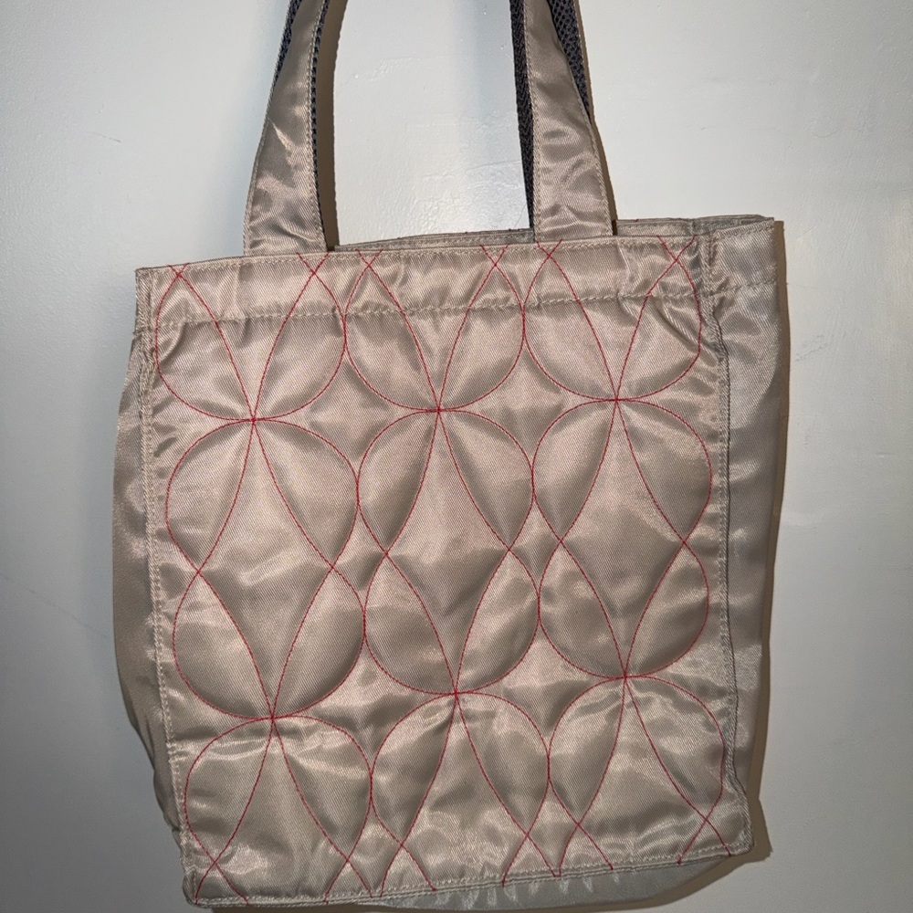 The North Face Beige Tote with Pink Quilted Stitching - Picture 2 of 3